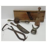 Primitive Hand Mixer, Ice Tongs, Slaw Cutter ++