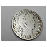 1909 O Silver Barber Half Dollar Coin