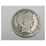 1910 Silver Barber Half Dollar Coin