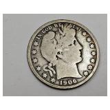 1906 S Silver Barber Half Dollar Coin