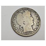 1907 O Silver Barber Half Dollar Coin