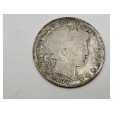 1907 S Silver Barber Half Dollar Coin