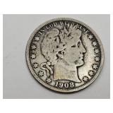 1908 O Silver Barber Half Dollar Coin