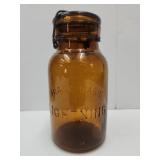 Vintage Lightning Amber Canning Jar