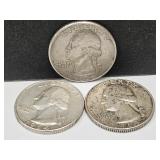 3 Silver Quarters 1963 & 64