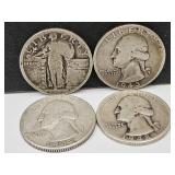 Silver Quarters See Dates, 1 is Standing Liberty