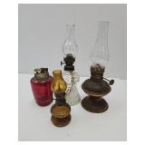 Miniature Oil Lamps Up to 6 1/4" & Table Lighter