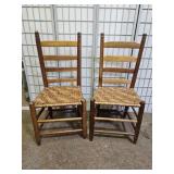 2 Nice Ladder Back Cane Botton Chairs
