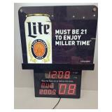 Miller Lite LED Sign W Time + Date