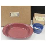 Longaberger Pottery Salt Crock & Bowl 13" W Boxes