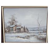 Signed Framed Barn Art with COA See Artist 28"w