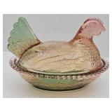 New Not Vintage Glass Hen on a Nest 4.5"