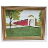 Signed Covered Bridge Art by Jackson 18 x 1`4"