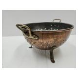 Heavy Copper/Brass Footed Strainer 10"W