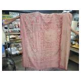 VTG Pink Jacquard Woven Coverlet 72"x88"