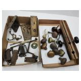 Antique Glass,Porcelain & Brass Knobs, Cast Iron+
