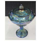 Indiana Carnival Glass Compote w Lid  9.5" H