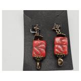 Copper & Red Glass Bead Earrings