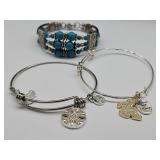 2 Bracelets w Charms & Southwest Motif Bracelet