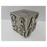 Vintage Metal ABC Block Bank