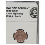 1939 A WWII Germany (2pf) Bronze Coin