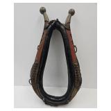 Antique Leather Horse Collar Brass Tip Hames