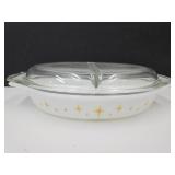 Pyrex Atomic  Starburst 1 1/2 QT Dish w Lid