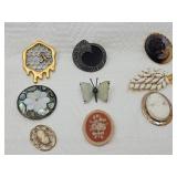 Beautiful Costume Brooches: Bee, Flower, Grape+