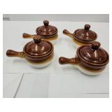 Set of 4 Pottery Soup Bowls with Lids