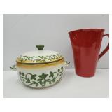 Red Pottery Pitcher, L Bastianich  Casserole Dish