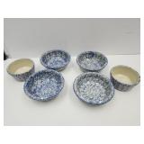 Spongeware Roseville Ohio Bowls Set of 6 - 5-6 3/4