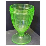 VTG Green Depression Uranium Goblet W Chip