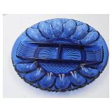 L.E. Smith Cobalt Blue Deviled Egg Plate