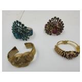 Fancy Dress Up Bracelet Lot Peacock Rhinestones +
