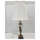 Brass Cherub Table Lamp w  Prisms 34"H