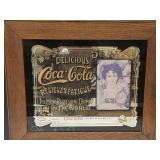 VTG Oak Framed Coca Cola Bar /  Cafe Mirror 25"w