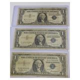 Three $1 Silver Certificates 1957, 57A & 57B
