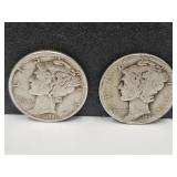 1940 & 1941 Silver Mercury Dime