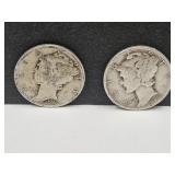 1926 & 1921 Silver Mercury Dime