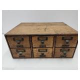 Antique Oak 6-Drawer File Cabinet 18x13 x 8"