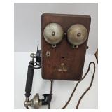 Antique Sterling Oak Wall Mount Telephone