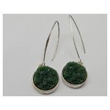 Green Druzy Dangle Earrings