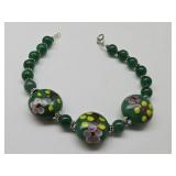 Jade & Green Glass Bead Bracelet