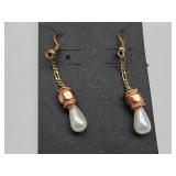 Copper & Pearl Drop Earrings