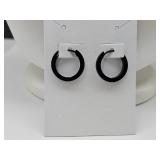 Black Anodized Stainless Steel Hoop Earrings