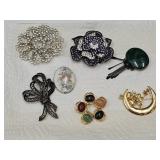 Beautiful Costume Brooches: Moon Angels & Flowers