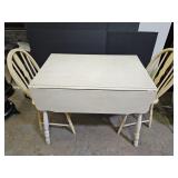 VTG Painted Drop Leaf Table W Matching Chairs