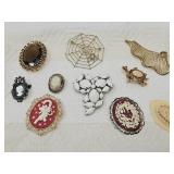 Beautiful Costume Brooches: Spiderweb, Turtle +