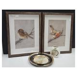 24 kg Trim Vase, Plate &  Jade Framed Bird Decor