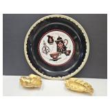 MCM Cali Ashtrays 7-7.5" W & 19" W Metal Tray